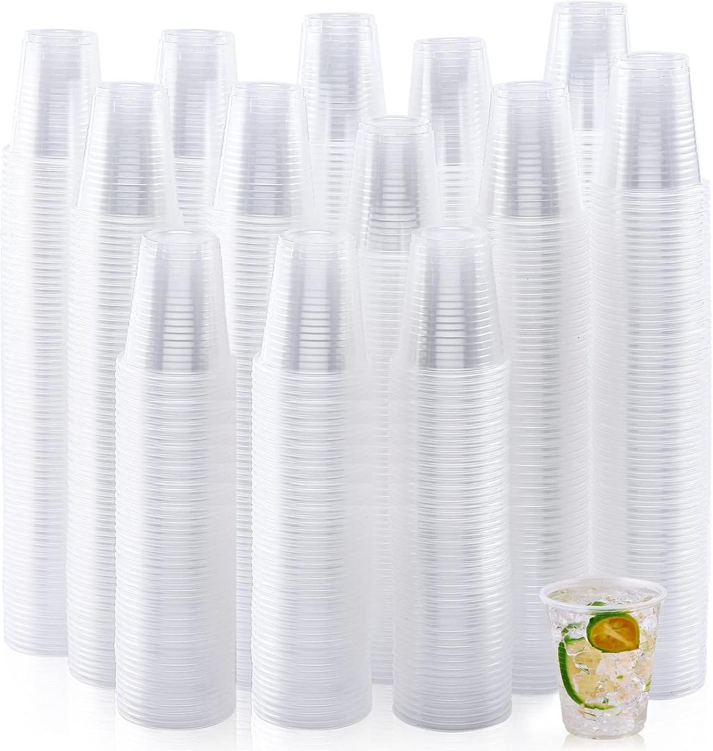 Turbo Bee 1000 Pack 5oz Clear Plastic Cups,Small Disposable Party Cups, Disposable Cups Cold Beverage Plastic Clear Cups, Picnic, BBQ, Travel, and Events, 1000 Count
