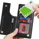 iCoverCase Compatible with Samsung Galaxy S24 Ultra Case with Card Holder, Kickstand, RFID Blocking PU Leather Protective Flip Phone Case for S24 Ultra 5G (Black)