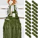 20 Pack Olive Green Table Runner 10Ft Cheesecloth Table Runner Romantic Boho Gauze Table Runners Long Sheer Fabric Cheese Cloth Table Runners for Wedding Party Bridal Shower(Olive Green)