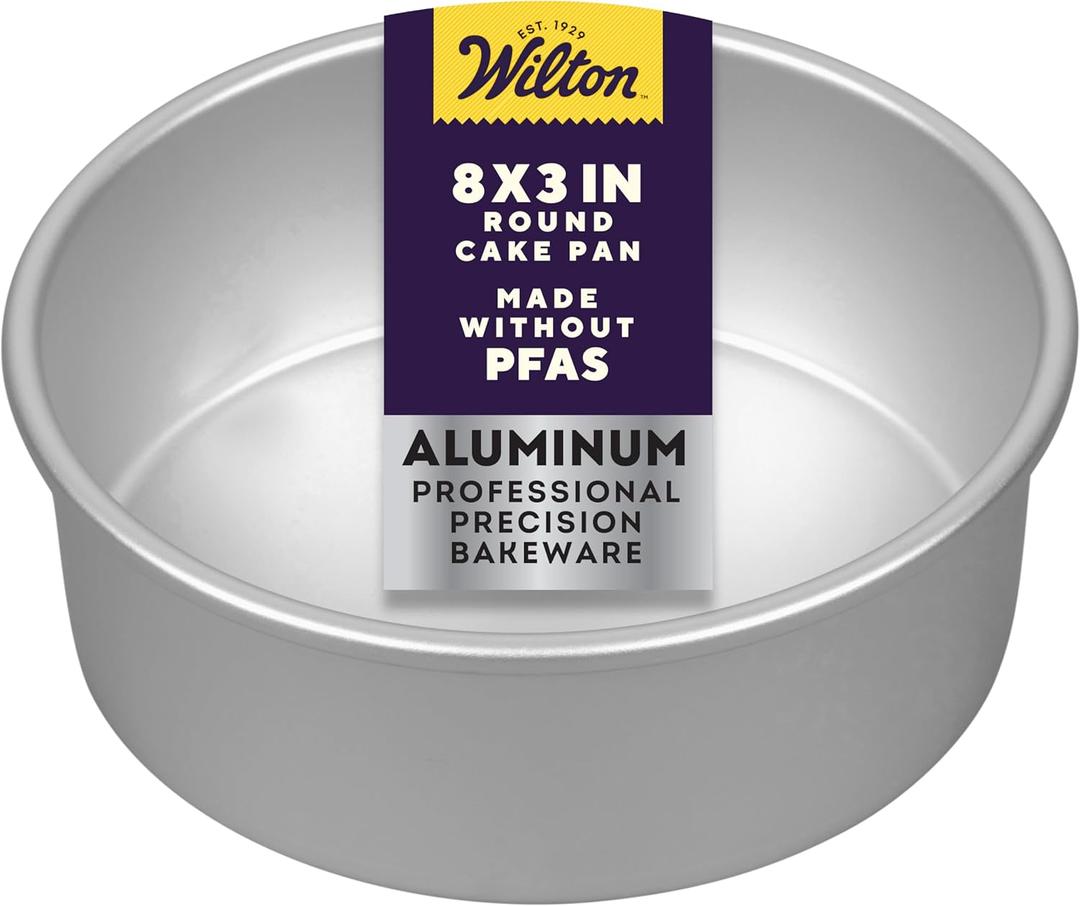 Wilton Aluminum Round Cake Pan, Extra-Deep Bakeware for Layered Cakes, Durable, Even Heating, Rust-Resistant, Professional Quality, 8 x 3 In
