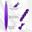 Purple Braiding Hair Pre Stretched 26 Inch and Washable Purple Hair Wax 2.12 0z, Synthetic Hair Extensions for Braids, DIY styling Kit for Party, Cosplay, Halloween, Christmas