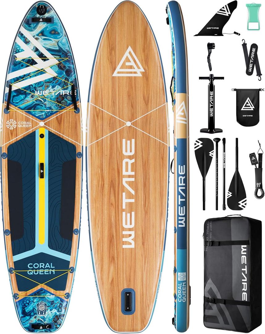 11'6"x35" Inflatable Paddle Board, 450lbs Extra Wide Stand Up Sup Board for Adults, Blow Up Paddleboard Kayak Non-Slip Stable Deck Boat for Yoga Fishing Surf (CQ-blue)