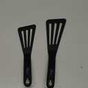 HOTEC 600 Heat Resistant Silicone Slotted Fish Turner Spatula Set, BPA Free Flipper Cooking Spatulas, for Non Stick Cookware Dishwasher Safe, Black