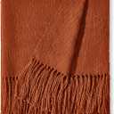 CozeCube Rust Throw Blanket for Couch, Boho Blanket with Fringe Tassel, Lightweight Fall Throw for Bed, Living Room Outdoor, Gift, Rust Orange, 60"x80"