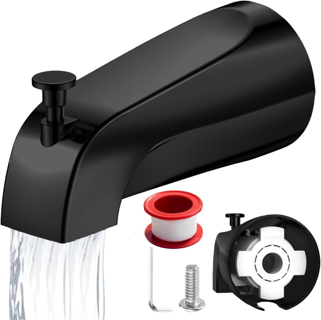Bathtub Faucet,Tub Spout with Pull Down Diverter,Bath Tub Faucet,Matte Black Tub Spout,Compatible with Bathroom/Bathtub Faucet,Fits 1/2" Copper Water Tube(5/8 inch Dia),with 5/32" Hex Wrench