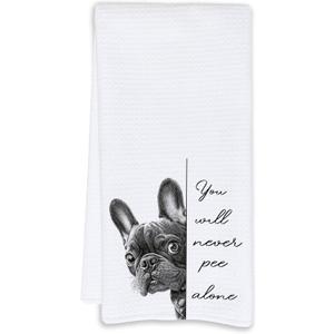 Cabana Bro Funny French Bulldog Bathroom Hand Towels, You Will Never Pee Alone Funny Frenchie Hand Towels for Bathroom Washroom Decor,Decorative Towel as a Gift for Dog Lovers, 16x24 Inch