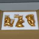 CynynYxy Easter Bunny Decorations, 3 PCS Resin Gold Bunny Figurines Vintage Rabbit for Easter Decor Small Decorative Rabbit Statues for Home Decor, Spring Tabletop Centerpiece(Retro Gold 3pcs)