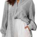 BWQ Women's Striped Button Down Shirts with Pocket Casual Collar Long Sleeve Stylish Boyfriends Blouse Tops (Black, Size S)