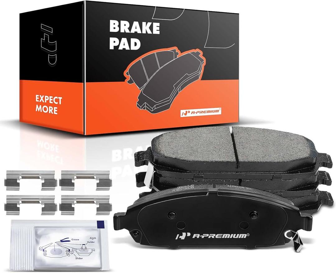 A-Premium Front Ceramic Brake Pads Set Compatible with Jeep Models - Commander 2006-2010, Grand Cherokee 2005-2010, with Hardware, 4-Pack