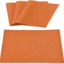 Linen Fabric Placemats Set of 4, Machine Washable, Heat Resistant, Wrinkle Free Thick Polyester Kitchen Place Mats for Dining Table (Orange)