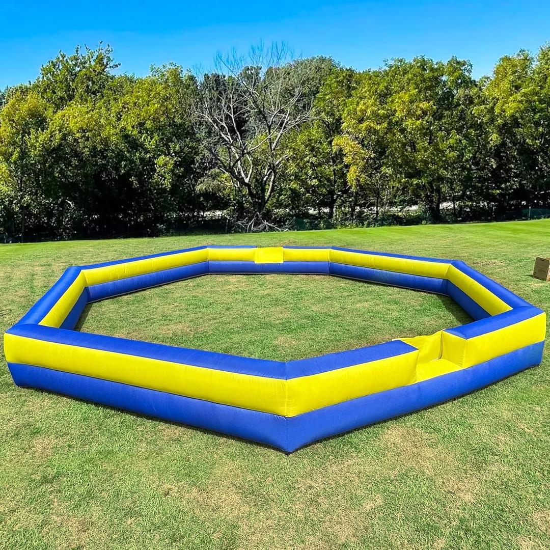 OZIS 26FT Inflatable Gaga Ball Pit with Built-in Blower, Portable Gagaball Court for Indoor/Outdoor Sports, School/Family Activities Easy to Setup (Blue&Yellow)