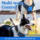 rabbitgoo Dog Harness Medium Sized, No Pull Dog Vest with 3 Buckles, Adjustable Soft Padded Pet Harness with Easy Control Handle and Reflective Strips, Blue, M