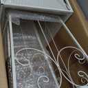 Sungmor 59 Inch Tall Distressed White Garden Obelisk Trellis with Planter Box - Metal Climbing Support for Roses/Clematis/Vines/Ivy, Decorative Outdoor/Indoor Potted Plant Stand Growing Box