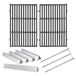 Hongso 19.5 Inch Grill Grates, 24.5 Inch Flavorizer Bars, 34-1/4" Burner Tube Set Kit, Replacement Parts for Weber Genesis 300 Series E310 E320 EP310 S310 S320 Gas Grill (with Side Control Panel Only)