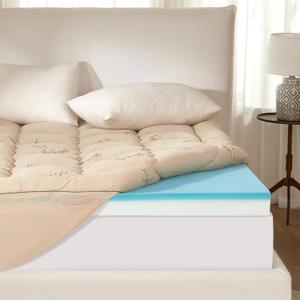 BEDLORE 4 Inch Memory Foam Mattress Topper Queen,2-in-1 Dual Layer Design (2" Gel Memory Foam + 2" Plush Pillow Top Cover) Mattress Topper Medium-Firm,Pressure Relief & Back Pain Support(Beige)