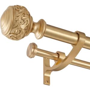 Double Curtain Rod, 1 inch Window Telescoping Drapery Double Rod 72 to 144 Inches (6-12 Feet), Classical Ball Finials,Premium Aluminum Brackets,Warm Gold