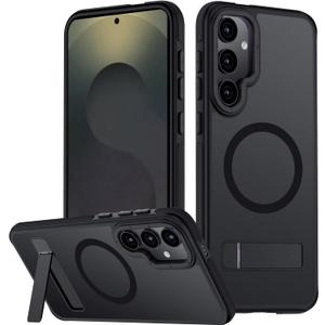 for Samsung Galaxy S25 Plus Case, [Compatible with MagSafe], Adjustable Kickstand,Military Grade Drop Tested, Translucent Matte Phone Case for Galaxy S25 Plus Case (Black) 55
