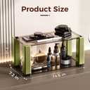 2 Tier Makeup Organizer with Drawer,Perfume Organizer,Clear Organizer for Vanity,Kitchen,Pantry,Skincare Organizer for Women, Green (1.5"L x 11"W x 11"H)