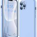 BossKiss Compatible with iPhone 13 Pro Case, Premium Silicone Upgraded [Camera Protection] [2 Screen Protectors] [Soft Anti-Scratch Microfiber Lining] Phone Case for iPhone 13 Pro 6.1'' - Light Blue