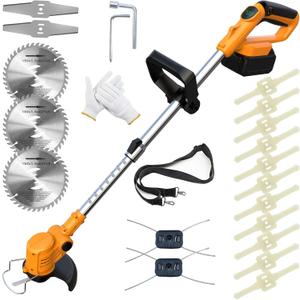 Electric Weed Wacker Cordless for Dewalt 20V MAX Battery, 4-in-1 Weed Eater Battery Powered, Brush Cutter with 4Types Blades, for Lawn, Yard and Bush Trimming (No Battery) (Orange)