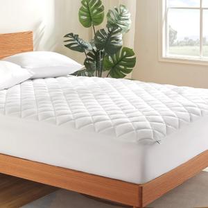 SLEEP ZONE Twin Mattress Protector, Quilted Fitted Mattress Pad, Deep Pocket Mattress Cover Stretches up to 21 inches, Fluffy Pillow Mattress Topper (White, 39x75)