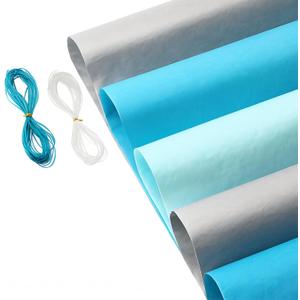 Hestya 50 Sheets Christmas Tissue Paper with 2 Ribbon 19.6 x 27.5 Inch for Wrapping Gift Party Supplies Holiday Xmas Presents Crafts(Sky Blue,Light Blue,Silver)