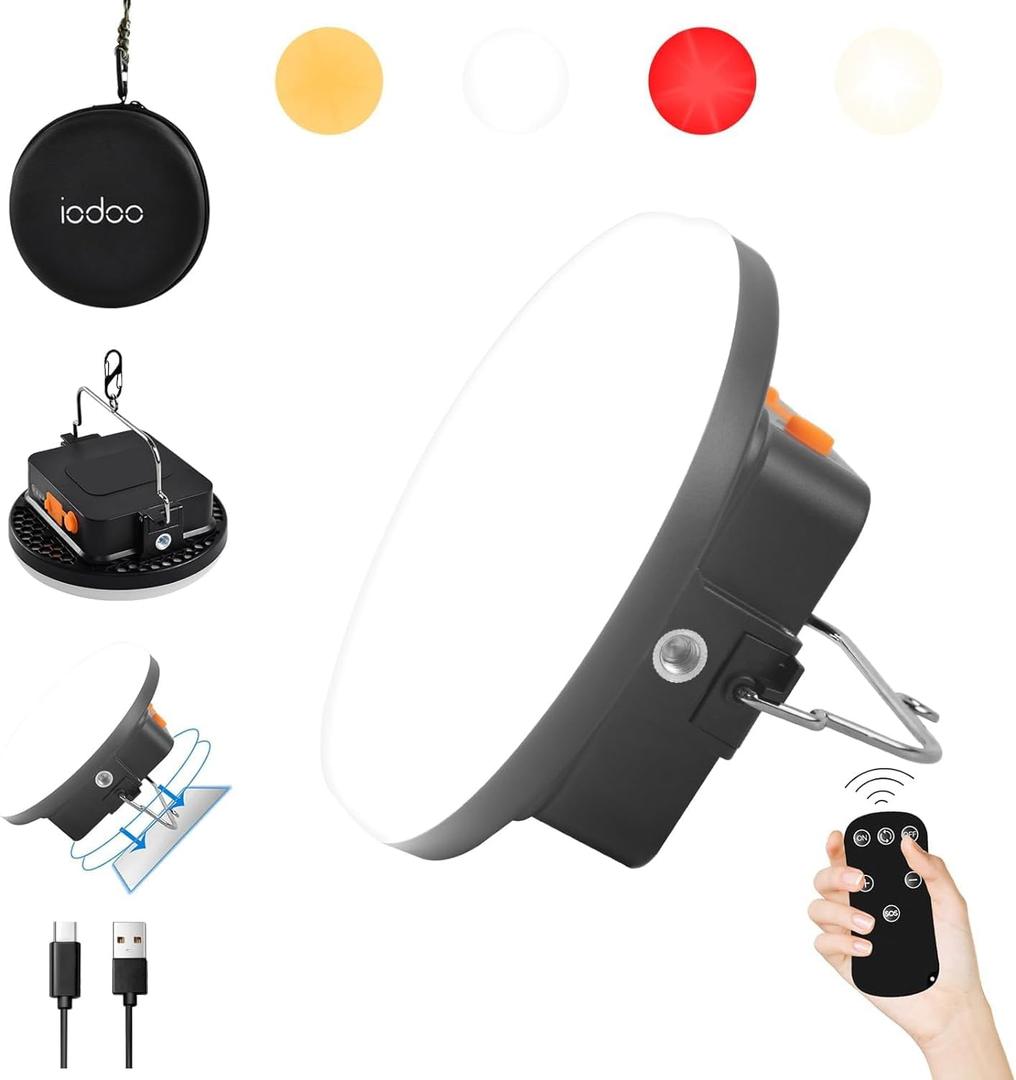 10000mAh 30W Rechargeable Camping Light with Remote 3000LM 2700/4000/6500K/RED LED Camping Lantern Portable IP45 Waterproof Tent Lights Power Failur for Parents Christmas Gift