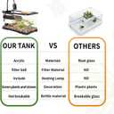 (Tank + Light +Pump + Filter + Filter Balls) Turtle Tank Kit, Turtle Tank Starter Kit,Bottom Drainage, Multi-Function Areas for Turtles, Crabs,Fishes, Amphibians,Reptiles. (15.75 x 8.64 x8.64 Inch)