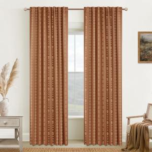 Boho Farmhouse Blackout Curtains 84 Inch Length 2 Panels Set for Bedroom Living Room, Rustic Floral Terracotta Rust Patterned Western Black Out Curtains 84 Inch Long