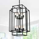 10-Light Black Chandelier, 30" Foyer Chandeliers for High Ceilings, 2-Tier Foyer Lighting Fixtures, Lantern Pendant Light Fixture Farmhouse Chandelier for Entryway Staircase Dining Room Living Room