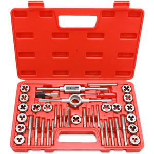 EFFICERE 40-Piece Premium Tap and Die Set, Metric Screw Threads M3, M4, M5, M6, M7, M8, M10, M12, Both Coarse and Fine Types | Essential Threading Tool Kit with Complete Handles, Accessories and Case