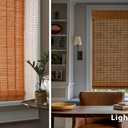LazBlinds No Tools No Drill Cordless Bamboo Roman Shades, Light Filtering Window Treatment, Roll Up Bamboo Blinds for Windows 26'' W x 64'' H, Wood