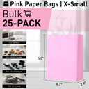 SUNCOLOR 25 Pieces 6" Mini Goodie Bags Small Pink Gift Bags with Handle for Party Favor Bags(Pink)