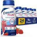 Ensure Plus Strawberry Nutrition Shake | Meal Replacement Shake | Ready To Drink | 16g Protein and 27 Vitamins and Minerals | 8 fl oz - 24 Pack