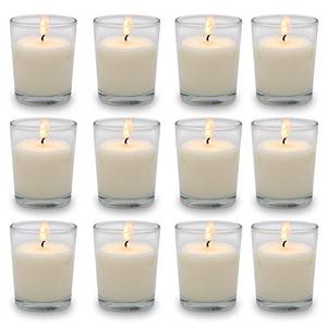 Set of Only11White Votive Candles Clear Glass Filled Unscented Soy Wax Candle for Home Décor Spa Weddings Birthday Holidays Party and DIY