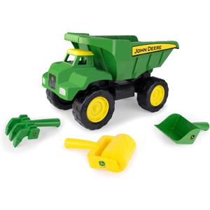 John Deere Big Scoop Dump Truck Toy with Sandbox Tools - Construction Toys Featuring Dump Truck, Sand Toys, and Tractor Wheel Roller - Kids Sandbox Toys - Easter Gifts for Kids - Ages 3 Years and Up