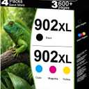 902XL Ink Cartridges Replacement for HP 902 XL Ink Cartridges Combo Pack Work for 6962 6968 6963 6964 6978 6956 6961 6970 6960 6954 6951 6958 6950 6975 Printers with V22.5.1 Chips 4-Pack C/M/Y/K