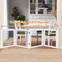 LZRS 4-Panel Extra-Wide Wooden Freestanding Dog Gate: Foldable Solid Wood and Steel Wire Chew Resistant Safety Barrier for Doorways, Stairs, and Large Open Spaces Indoor Use, White