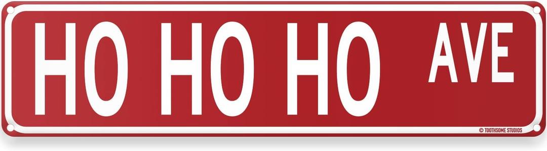 Ho Ho Ho Avenue Christmas Theme Street Sign 16" x 4" Holiday Humor Ornament Novelty Home Decor Wall Decoration (HoHoHoStreet)