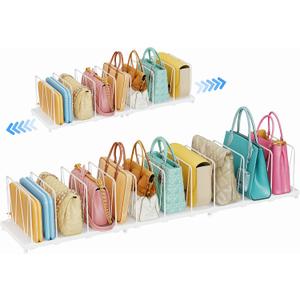 Dmevkic 11-Pack Adjustable Shelf Dividers, Expandable Purse Organizer for Closet (3244.8"), Purse Storage Handbag Organizer for Closet Shoe CabinetWhite