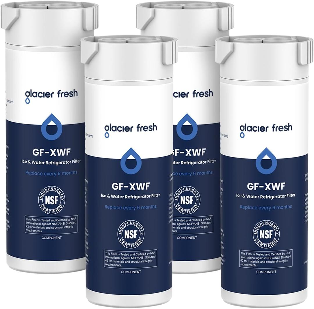 4 x GLACIER FRESH XWF Replacement for GE XWF Refrigerator Water Filter Pack of 4 (Not XWFE)