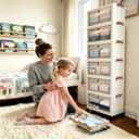 6 Shelf Weekly Clothes Organizer for Kids with Rolling Wheels, Foldable Days of the Week Storage Bin with Monday to Weekend School Morning Routine Cloth Organizer for Child