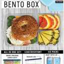 Fit & Fresh Bento Box Adult and Kids Lunch Box Container, Includes 2 Slim Clip-in Ice Packs, Reusable, Leak-Resistant, & Stackable Lunch Container for Adults
