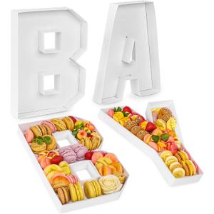VGOODALL Baby Charcuterie Board Letters, 4 Pcs 10" Baby Shower Food Trays and Platters Fillable Cardboard Letters for Baby Shower Decorations Gender Reveal Birthday Party