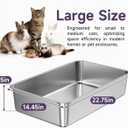 Stainless Steel Cat Litter Box with High Sides, Large Metal Litterbox Pan, Odor-Free & Non-Stick Smooth Surface, Leakproof One-Piece Kitty Litter Tray for Indoor Cats, Kittens, (XL)