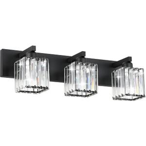 Aipsun Black Vanity Light Bathroom Lighting Fixtures 3 Light Crystal Modern Bathroom Vanity Light (Exclude Bulb)