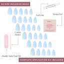 Glamnetic Press On Nails - Blueberry Milk | Solid Opaque Light Blue Short Almond Fake Nails, Salon Quality | 15 Sizes - 30 Nail Kit with Glue