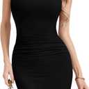 Missufe Women's Summer Sleeveless Mock Neck Casual Mini Dresses 2026 Bodycon Ruched Cocktail Party Double Lined Dress, S