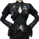 Women Gothic Crop Top Grunge Black Cover Up Cardigan Y2k Cropped Shirts L
