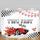 MEHOFOND Two Fast Birthday Backdrop Race Car Happy 2nd Birthday Photo Background for Boys, 7ftx5ft, Red, Flag banner with vibrant printing, 1 x Piece of Banner, Rope